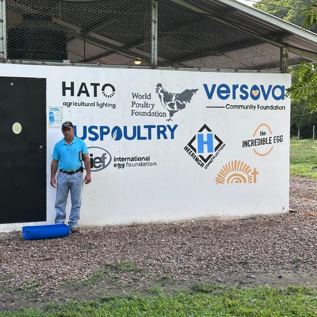 Claudio, the farmer at the heart of egg production at HOI, outside the 3,000-layer barn.